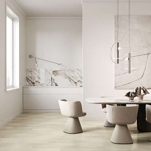 Кварцевый паркет Quartz Parquet Классик Клён Американский Белый Глянец 400-56 - 1